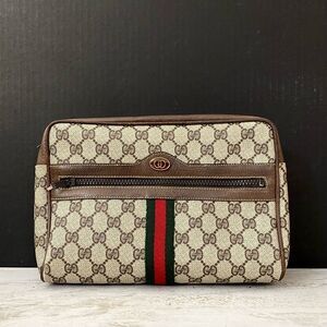 GUCCI GG Pvc Leather Clutch Bag 